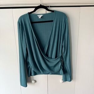 Nine West Teal Drape Blouse